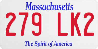 MA license plate 279LK2