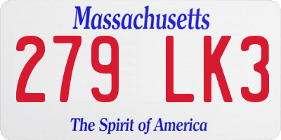 MA license plate 279LK3
