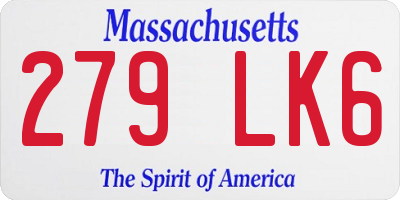 MA license plate 279LK6