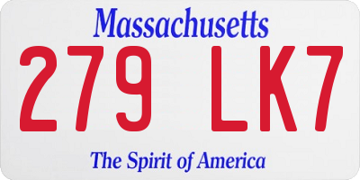 MA license plate 279LK7