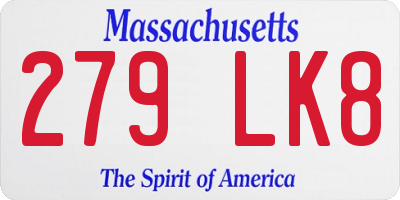 MA license plate 279LK8