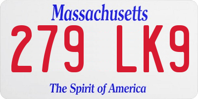 MA license plate 279LK9