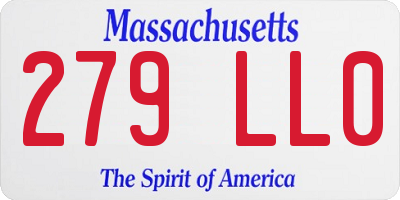 MA license plate 279LL0