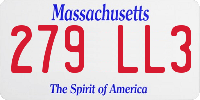 MA license plate 279LL3