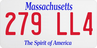MA license plate 279LL4