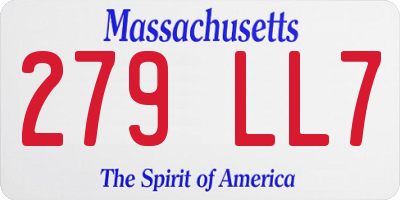 MA license plate 279LL7