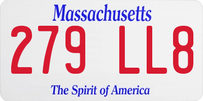 MA license plate 279LL8