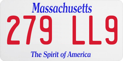 MA license plate 279LL9