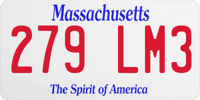 MA license plate 279LM3