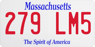 MA license plate 279LM5