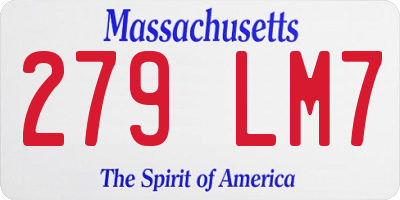 MA license plate 279LM7