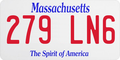 MA license plate 279LN6