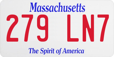 MA license plate 279LN7
