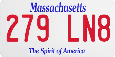 MA license plate 279LN8