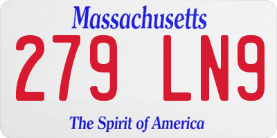 MA license plate 279LN9