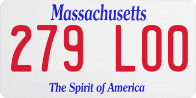 MA license plate 279LO0