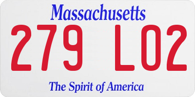 MA license plate 279LO2