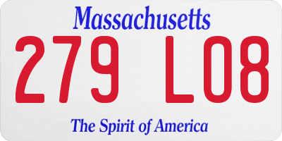 MA license plate 279LO8