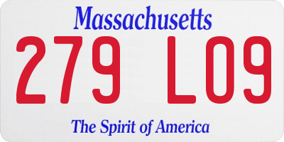 MA license plate 279LO9