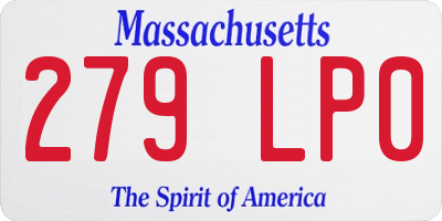 MA license plate 279LP0