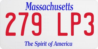 MA license plate 279LP3