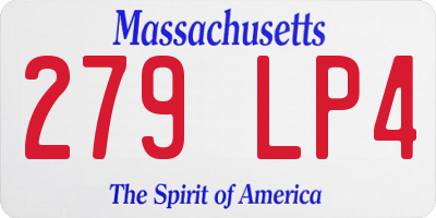 MA license plate 279LP4