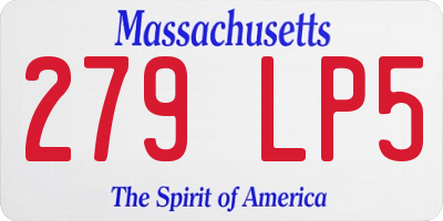 MA license plate 279LP5