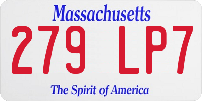 MA license plate 279LP7