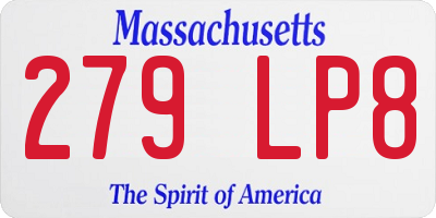 MA license plate 279LP8