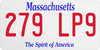 MA license plate 279LP9