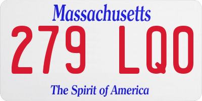 MA license plate 279LQ0