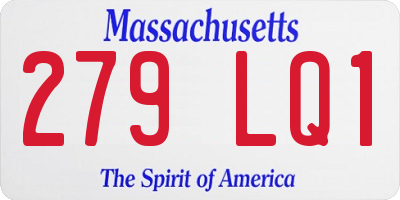 MA license plate 279LQ1