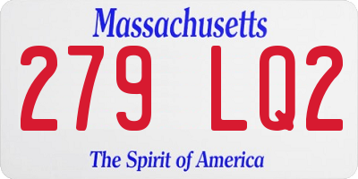 MA license plate 279LQ2
