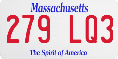 MA license plate 279LQ3