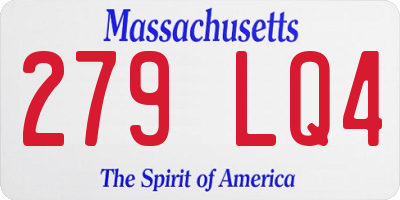 MA license plate 279LQ4