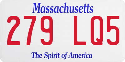 MA license plate 279LQ5