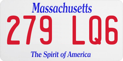 MA license plate 279LQ6