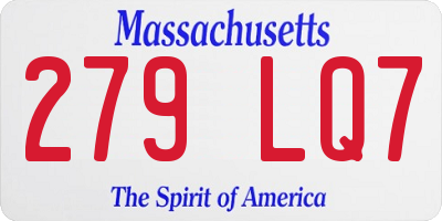 MA license plate 279LQ7