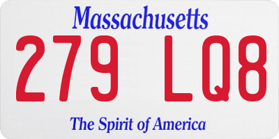 MA license plate 279LQ8