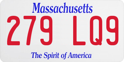 MA license plate 279LQ9
