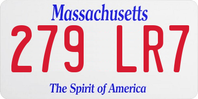 MA license plate 279LR7