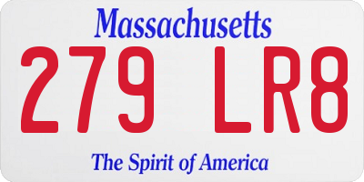 MA license plate 279LR8