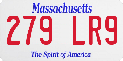 MA license plate 279LR9
