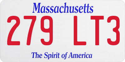 MA license plate 279LT3