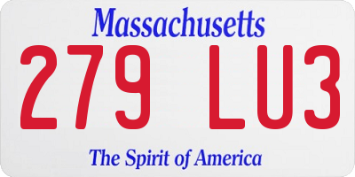 MA license plate 279LU3