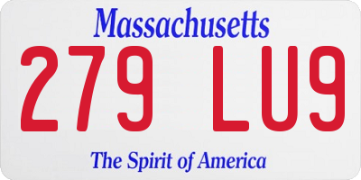 MA license plate 279LU9