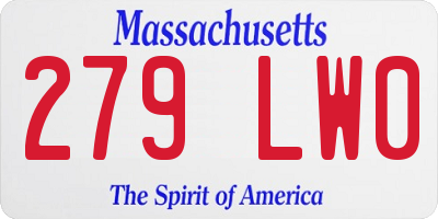 MA license plate 279LW0