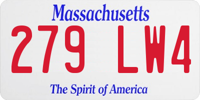MA license plate 279LW4