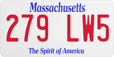 MA license plate 279LW5