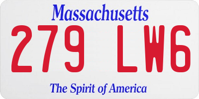 MA license plate 279LW6